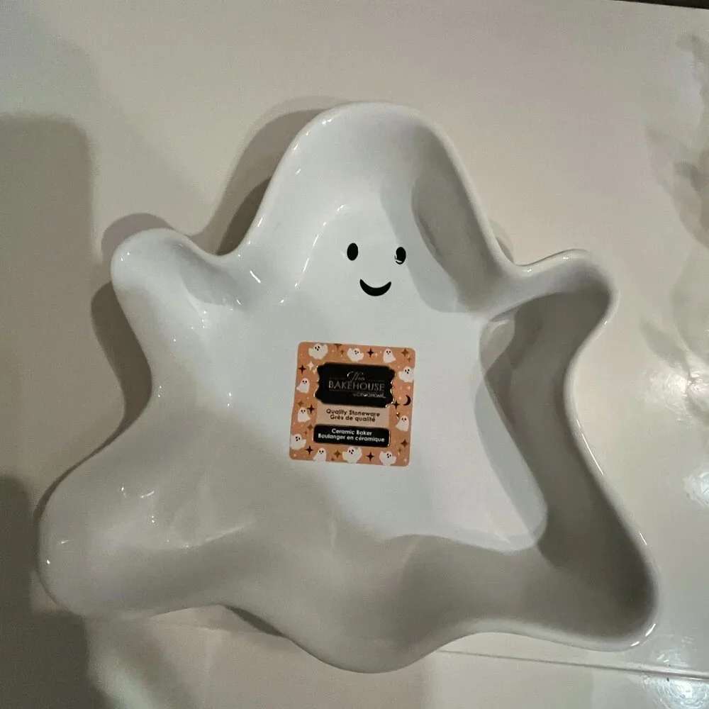 Ceramic Ghost Baking Dish Halloween Decor (new / holiday / x)